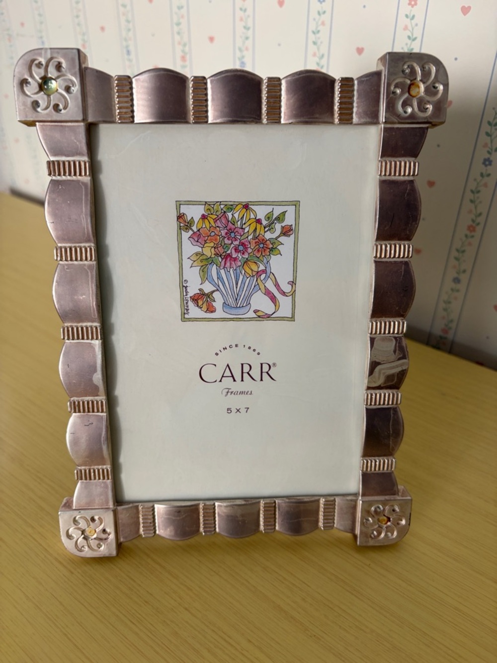 Carr 5x7 Decorative Beveled Photo Frame in Rose Gold Tone